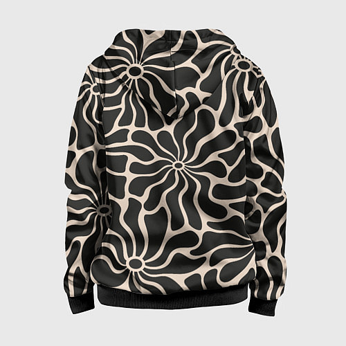 Детская толстовка на молнии Цветы black pattern / 3D-Черный – фото 2