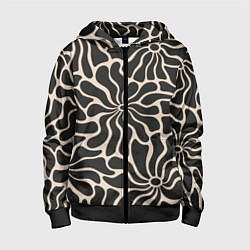 Детская толстовка на молнии Цветы black pattern