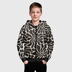 Толстовка на молнии детская Цветы black pattern, цвет: 3D-черный — фото 2