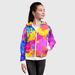 Толстовка на молнии детская Яркие пятна акриловой краски на стене, цвет: 3D-белый — фото 2