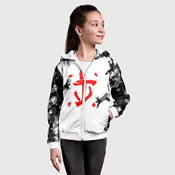 Толстовка на молнии детская Doom лого камуфляж текстура, цвет: 3D-белый — фото 2