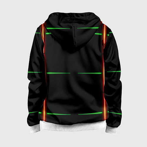 Детская толстовка на молнии Color black green orange stripes / 3D-Белый – фото 2