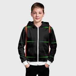 Толстовка на молнии детская Color black green orange stripes, цвет: 3D-белый — фото 2