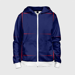 Толстовка на молнии детская Color blue red stripes, цвет: 3D-белый
