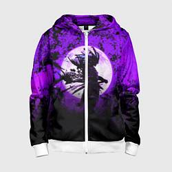 Детская толстовка на молнии Самурай при луне