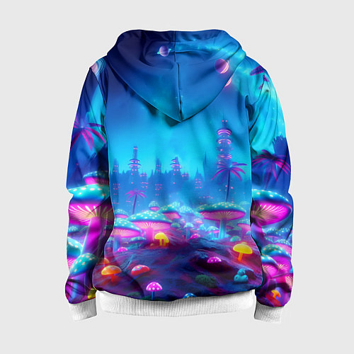 Детская толстовка на молнии Бендер на сказочной неоновой грибной планете - ней / 3D-Белый – фото 2