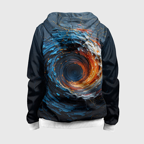 Детская толстовка на молнии Краска синяя и оранжевая в форме вихря / 3D-Белый – фото 2