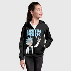 Толстовка на молнии детская Linkin Park и Рик Санчес из Рик и Морти, цвет: 3D-черный — фото 2