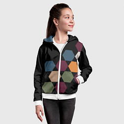 Толстовка на молнии детская Honeycombs autumn colors, цвет: 3D-белый — фото 2