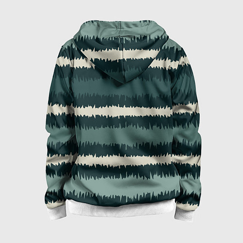 Детская толстовка на молнии Полосы зигзагообразные зеленые / 3D-Белый – фото 2