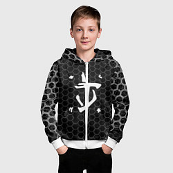Толстовка на молнии детская Doom соты текстура, цвет: 3D-белый — фото 2