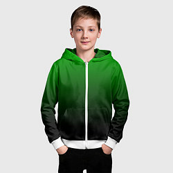 Толстовка на молнии детская Green gradient, цвет: 3D-белый — фото 2