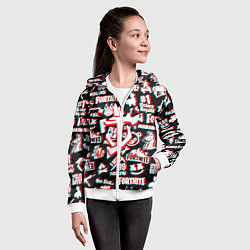 Толстовка на молнии детская Doom x fortnite glitch, цвет: 3D-белый — фото 2