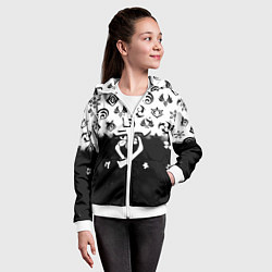 Толстовка на молнии детская Doom черно белые аниме, цвет: 3D-белый — фото 2