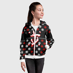 Толстовка на молнии детская Doom winter pattern steel, цвет: 3D-белый — фото 2