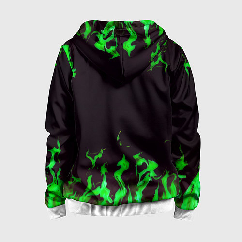 Детская толстовка на молнии Doom зелёный огонь / 3D-Белый – фото 2
