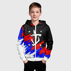 Толстовка на молнии детская Doom триколор краски, цвет: 3D-белый — фото 2