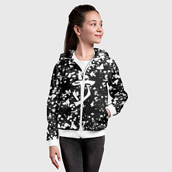 Толстовка на молнии детская Дум белые брызги красок, цвет: 3D-белый — фото 2