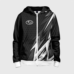 Толстовка на молнии детская Subaru - монохромный черный, цвет: 3D-белый