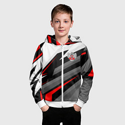 Толстовка на молнии детская Федерация бокса - спортивный, цвет: 3D-белый — фото 2