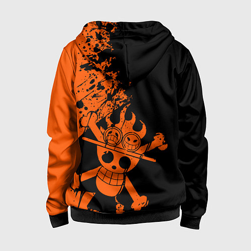 Детская толстовка на молнии One Piece - Ace / 3D-Черный – фото 2