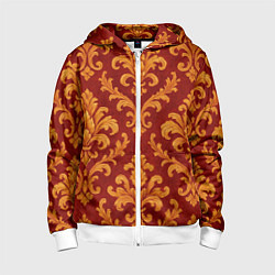 Толстовка на молнии детская Паттерн барокко, цвет: 3D-белый