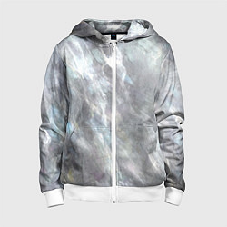 Толстовка на молнии детская Абстракция - white smoke on gray background, цвет: 3D-белый