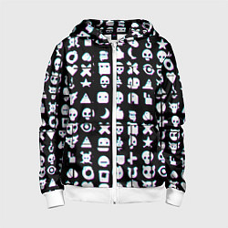 Толстовка на молнии детская Любовь смерть и роботы глитч, цвет: 3D-белый