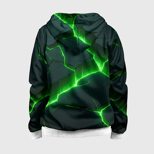 Детская толстовка на молнии Кислотный зеленый свет из плит / 3D-Белый – фото 2