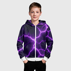 Толстовка на молнии детская Фиолетовые молнии, цвет: 3D-белый — фото 2