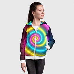 Толстовка на молнии детская Разноцветная неоновая кислотная воронка, цвет: 3D-белый — фото 2
