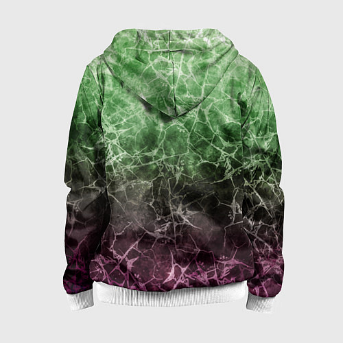 Детская толстовка на молнии Абстракция - white cobweb on a green-purple backgr / 3D-Белый – фото 2