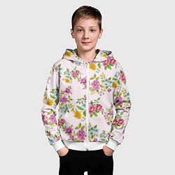 Толстовка на молнии детская Розовый букеты, цвет: 3D-белый — фото 2