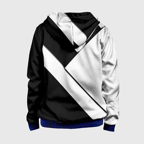 Детская толстовка на молнии Реал Мадрид черно белые полосы / 3D-Синий – фото 2