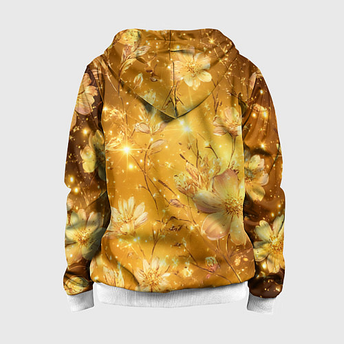 Детская толстовка на молнии Цветочный золотой с искрами / 3D-Белый – фото 2