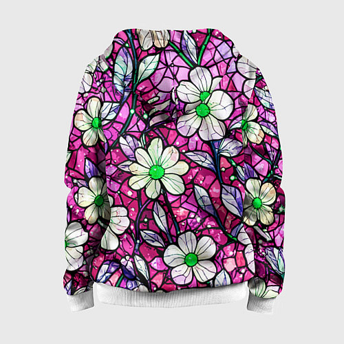 Детская толстовка на молнии Цветочный розовый витраж / 3D-Белый – фото 2
