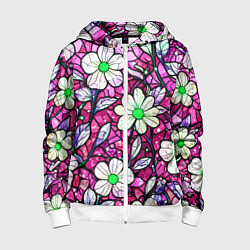 Детская толстовка на молнии Цветочный розовый витраж
