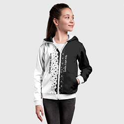 Толстовка на молнии детская Лучше вода у друга черно-белый узор, цвет: 3D-белый — фото 2