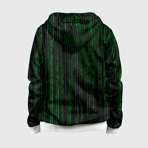 Детская толстовка на молнии Матрица - код / 3D-Белый – фото 2