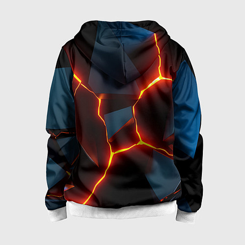 Детская толстовка на молнии Трещины неоновые / 3D-Белый – фото 2