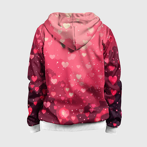 Детская толстовка на молнии Розовый с сердечками паттерн / 3D-Белый – фото 2