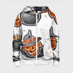 Толстовка на молнии детская Candy halloween, цвет: 3D-белый
