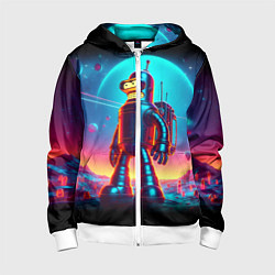 Детская толстовка на молнии Космонавт Бендер на неоновой планете
