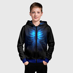 Толстовка на молнии детская Душа синяя - позвоночник и рёбра просвечиваются, цвет: 3D-синий — фото 2
