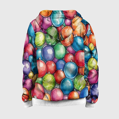 Детская толстовка на молнии Россыпь новогодних шаров / 3D-Белый – фото 2