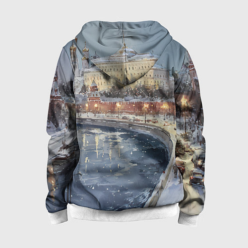 Детская толстовка на молнии Новогодние праздники в Москве / 3D-Белый – фото 2