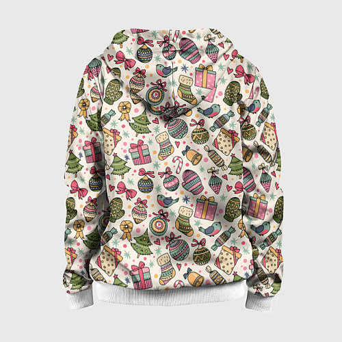 Детская толстовка на молнии Новогодний паттерн / 3D-Белый – фото 2