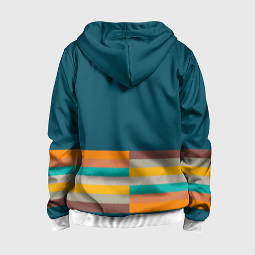 Детская толстовка на молнии Индиго и шумовой градиент заката с текстурой / 3D-Белый – фото 2