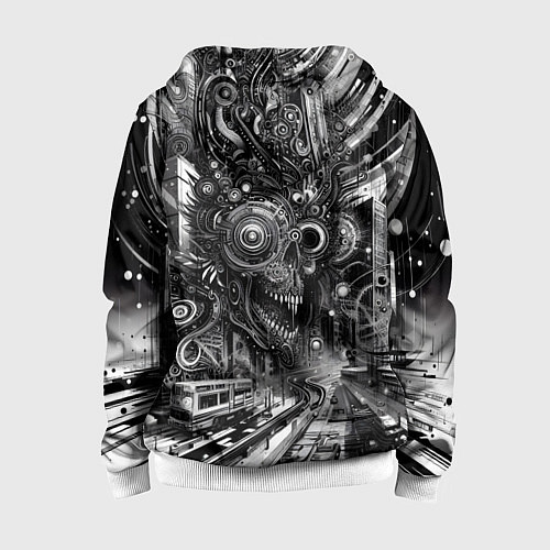 Детская толстовка на молнии Cyber urban skull - ai art fantasy / 3D-Белый – фото 2