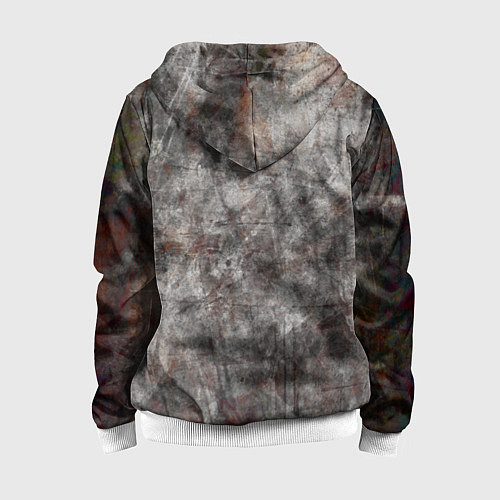 Детская толстовка на молнии Абстракция - gray stone / 3D-Белый – фото 2